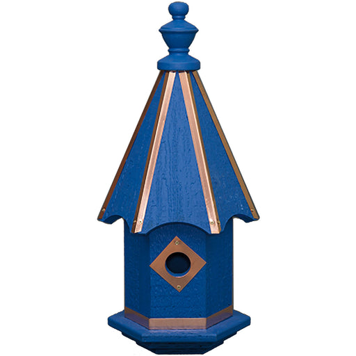 Amish Vibrance Copper Trimmed Bluebird House - Blue
