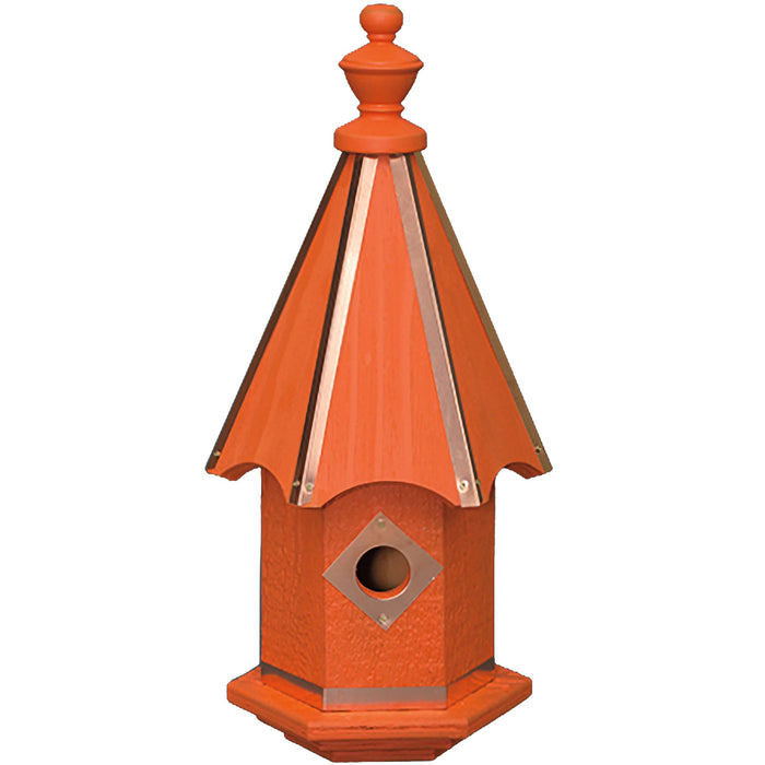 Amish Vibrance Copper Trimmed Bluebird House - Orange