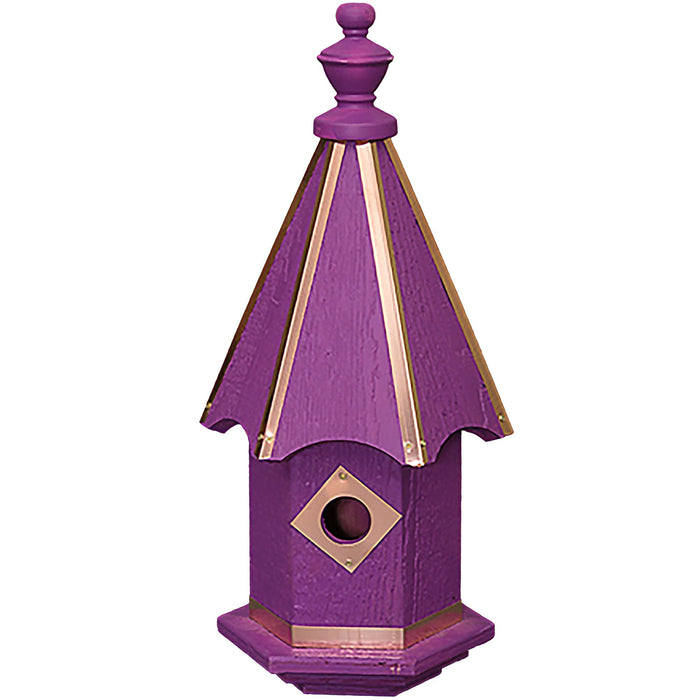 Amish Vibrance Copper Trimmed Bluebird House - Purple
