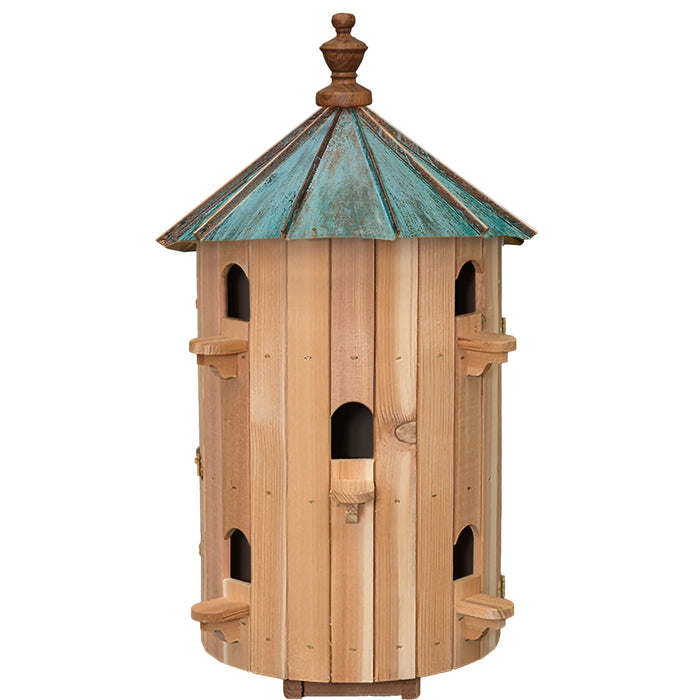 Amish 10-Hole Patina Copper Low Roof Cedar Condo Birdhouse