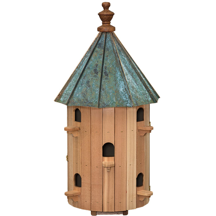 Amish 10-Hole Patina Copper Tall Roof Cedar Condo Birdhouse