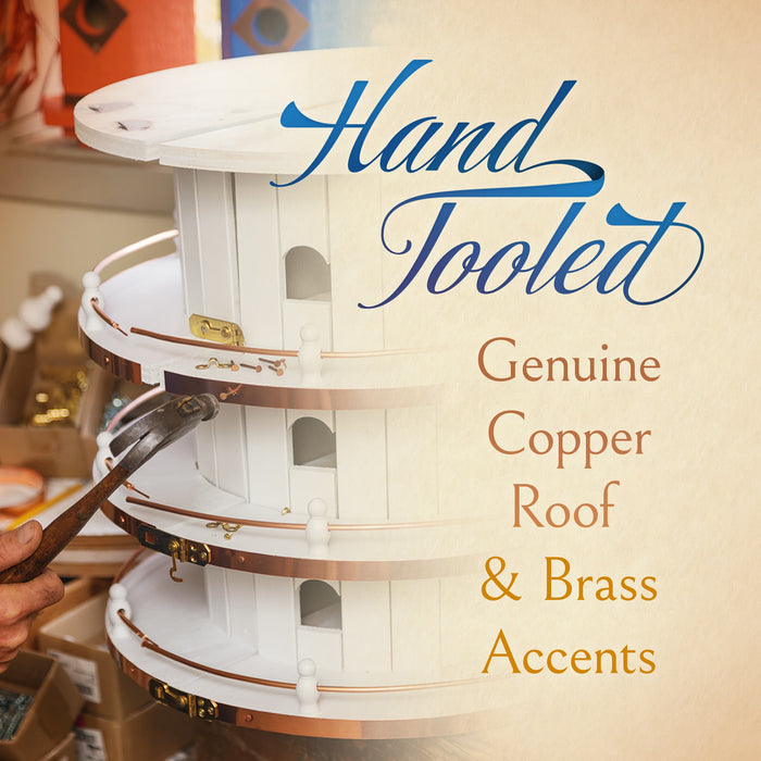 Amish 10-Hole Copper Roof Wooden Condo Birdhouse