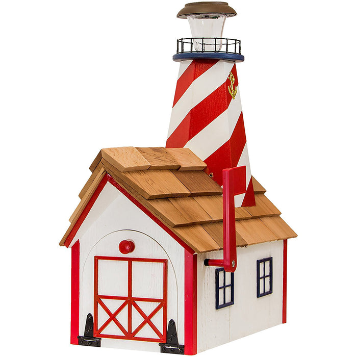 Patriotic Solar Lighthouse Amish Mailbox
