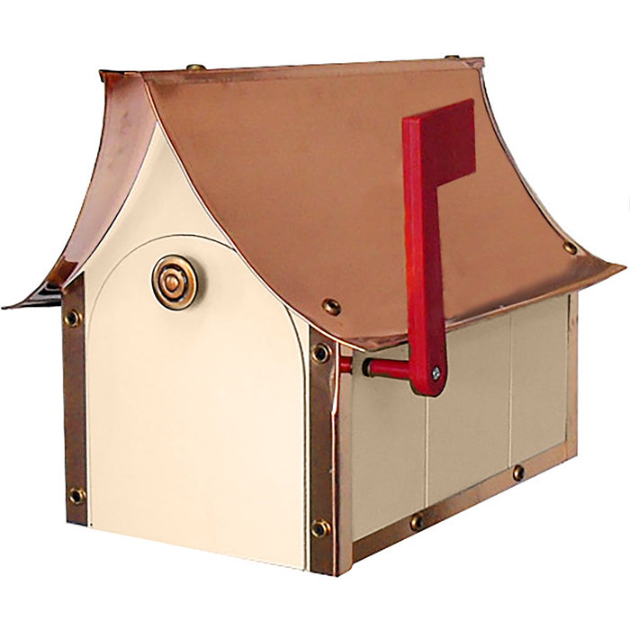 Amish Poly Vinyl Copper Roof Mailbox - Ivory