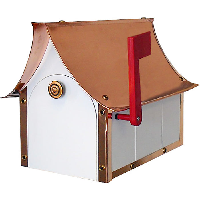 Amish Poly Vinyl Copper Roof Mailbox - White with Staybrite