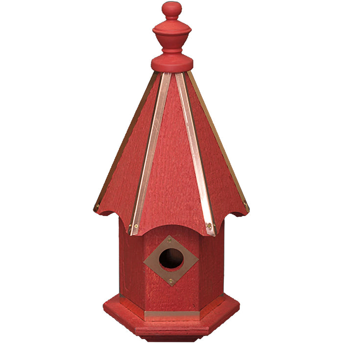 Amish Vibrance Copper Trimmed Bluebird House - Red