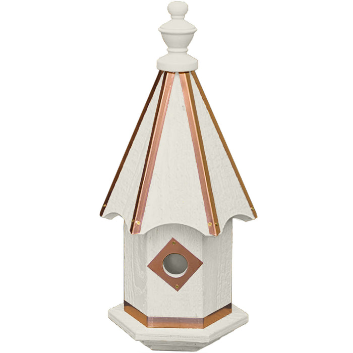Amish Vibrance Copper Trimmed Bluebird House - White