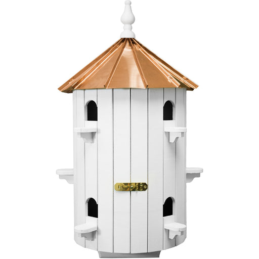 Amish 10-Hole Copper Low Roof Wooden Condo Birdhouse