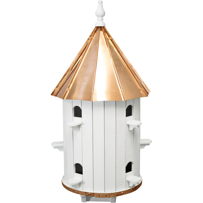 Amish 10-Hole Copper Tall Roof Wooden Condo Birdhouse