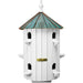 Amish 10-Hole Patina Copper Low Roof Wooden Condo Birdhouse