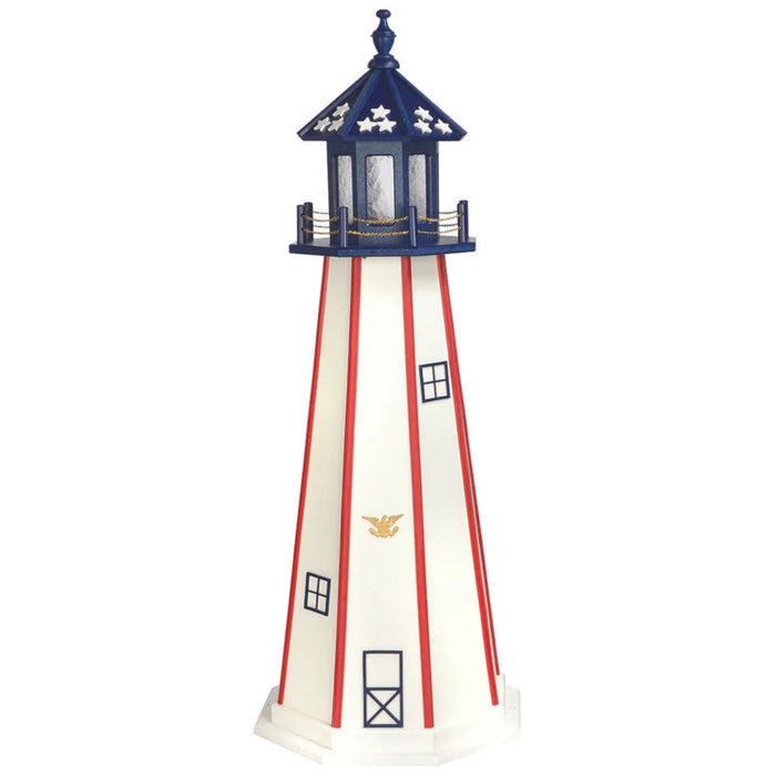 USA Stars & Stripes Patriotic Wooden Lighthouse